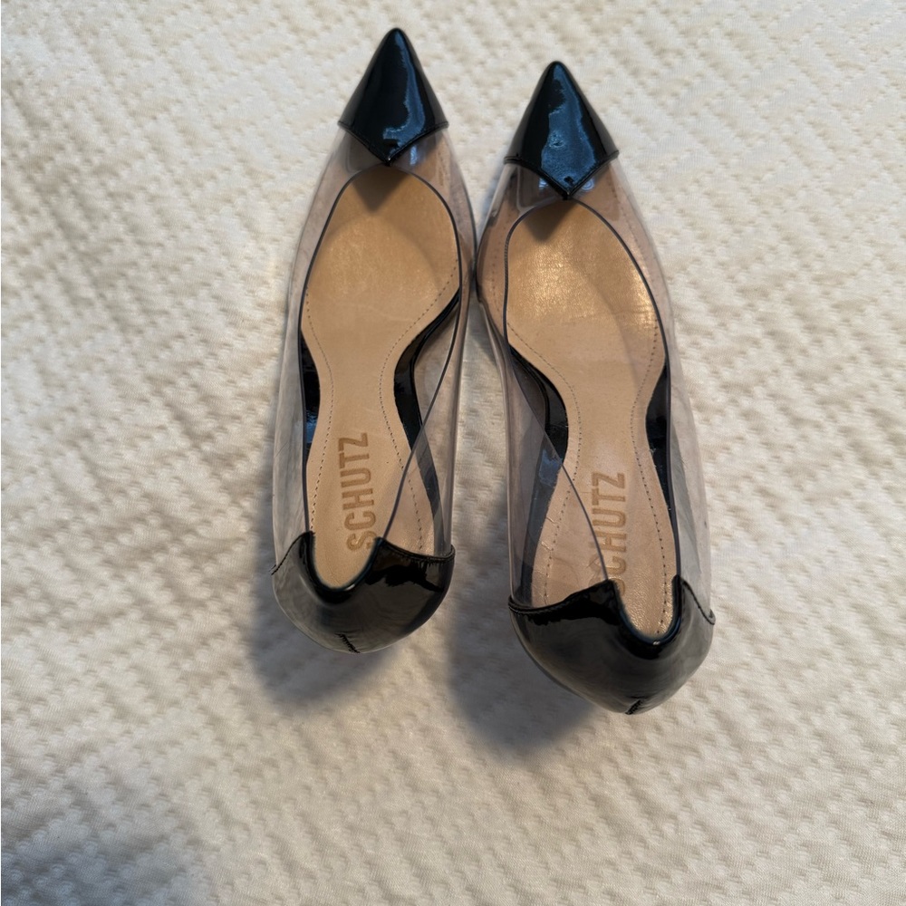 SCHUTZ Black and Clear Women's Heels